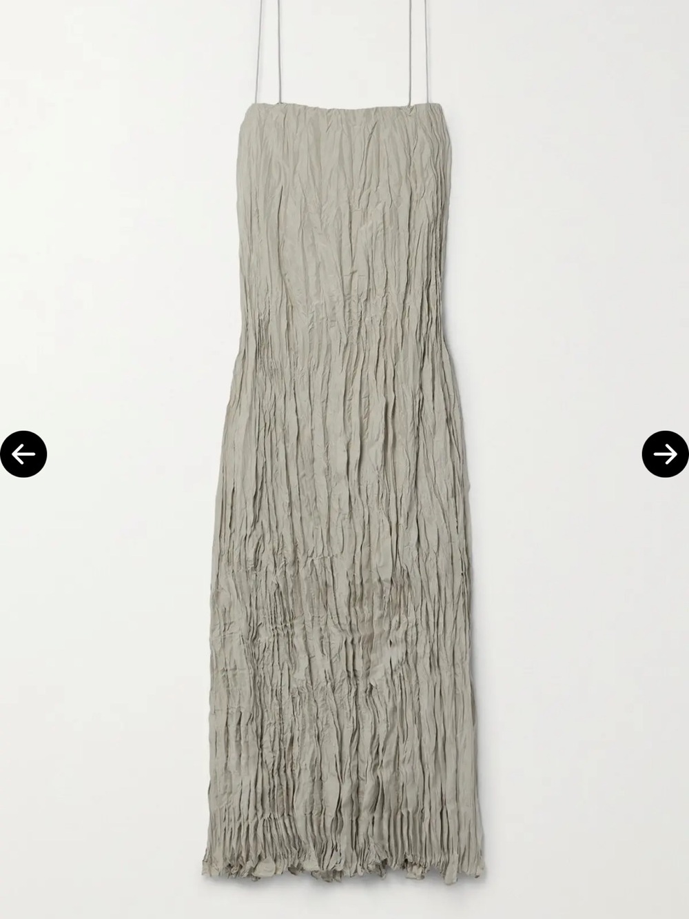 Toteme Strapless Crinkled Maxi Dress in Light Gray